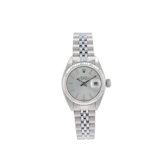 Rolex Ladies Date 26mm Steel Silver Index Dial Fluted Bezel Jubilee Band 6917 main image 7